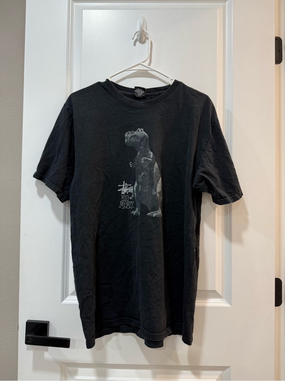 Stussy Black Tee with Gray Reptile Print